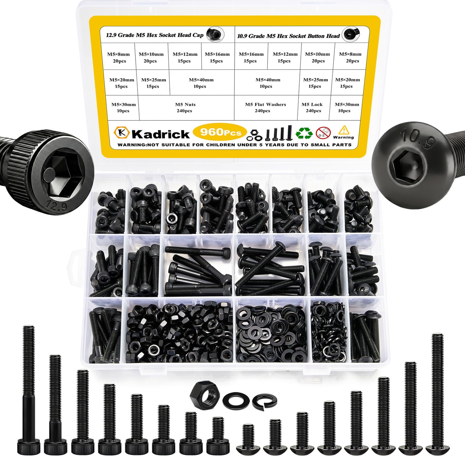 Stainless Steel Screw Assortment Kit - 920 Pcs #4-40 to #10-24 -11 Stainless Steel Screw Assortment Kit - 920 Pcs #4-40 to #10-24 -11