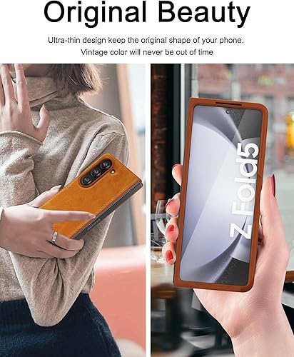 Miniatura 8 de Foluu Funda para Samsung Galaxy Z Fold 5, con protector de pantalla frontal integrado, piel sintética + carcasa rígida de policarbonato ultrafina y
