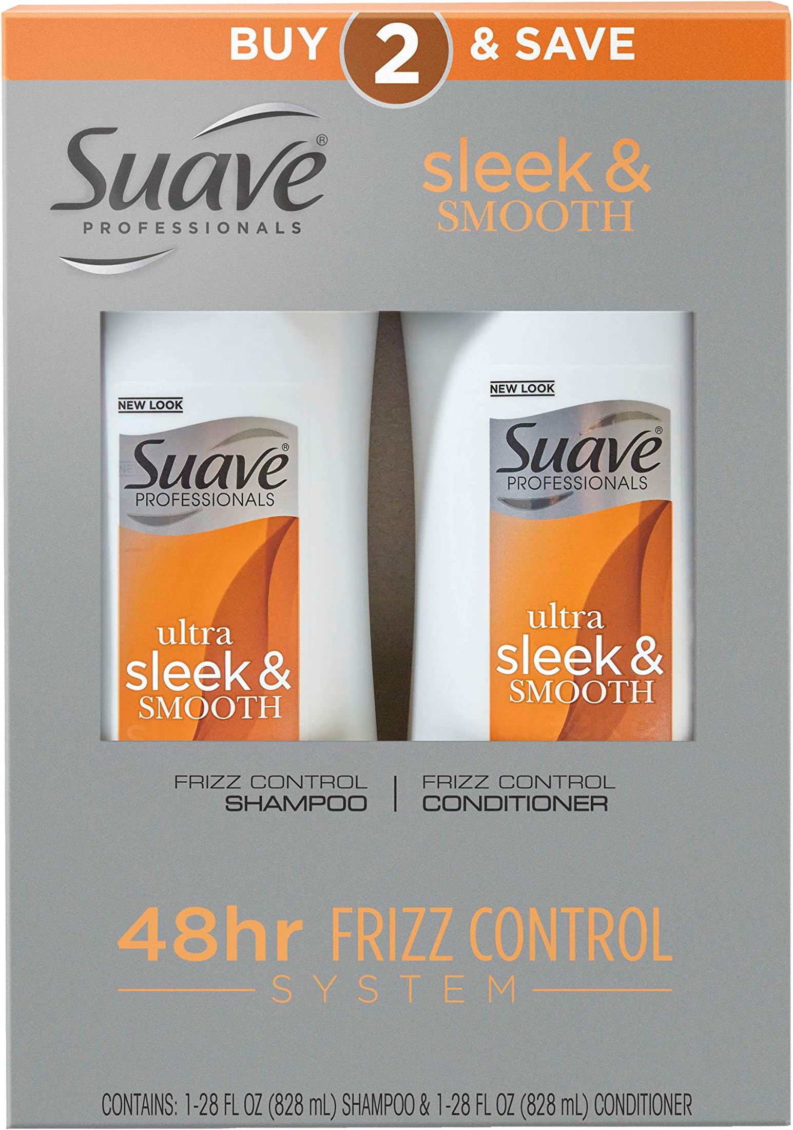 Suave Professionals Sleek Shampoo & Conditioner, 28 Oz. Set