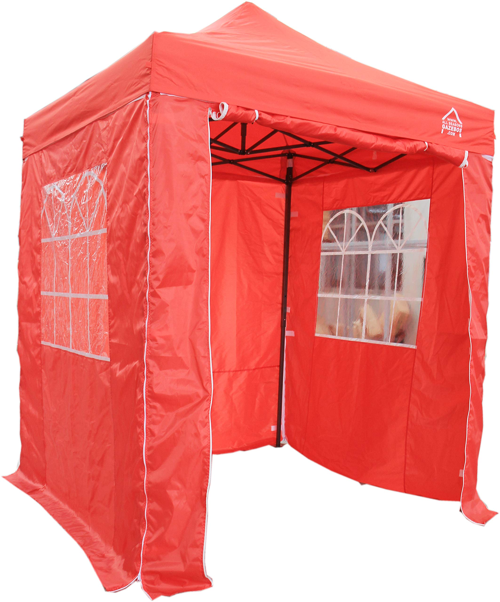 All Seasons Gazebos, Choice Of 5 Colours, 2x2m Heavy Duty, Fully Waterproof, Premium Pop Up Gazebo With 4 x Zip Up Side Panels, Carry Bag With Wheels and 4 x leg weight bags (Red) โ image 1