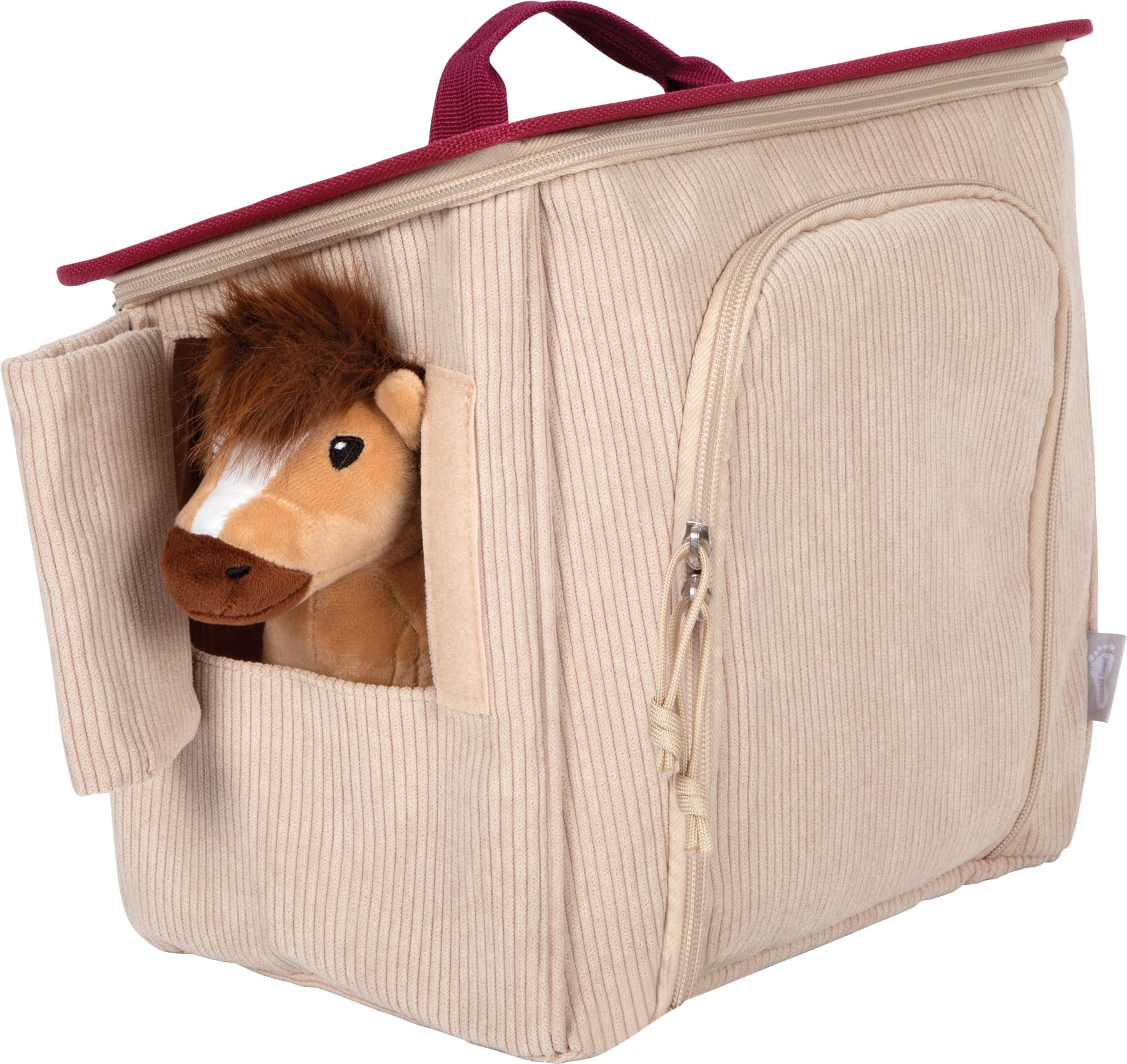 Small Foot Set da Gioco Cavallo con stalla e Accessori nella Borsa, Cavallo di Peluche con numerosi Accessori per Cavalcare e per la Cura, per Bambini dai 2 Anni, 12731