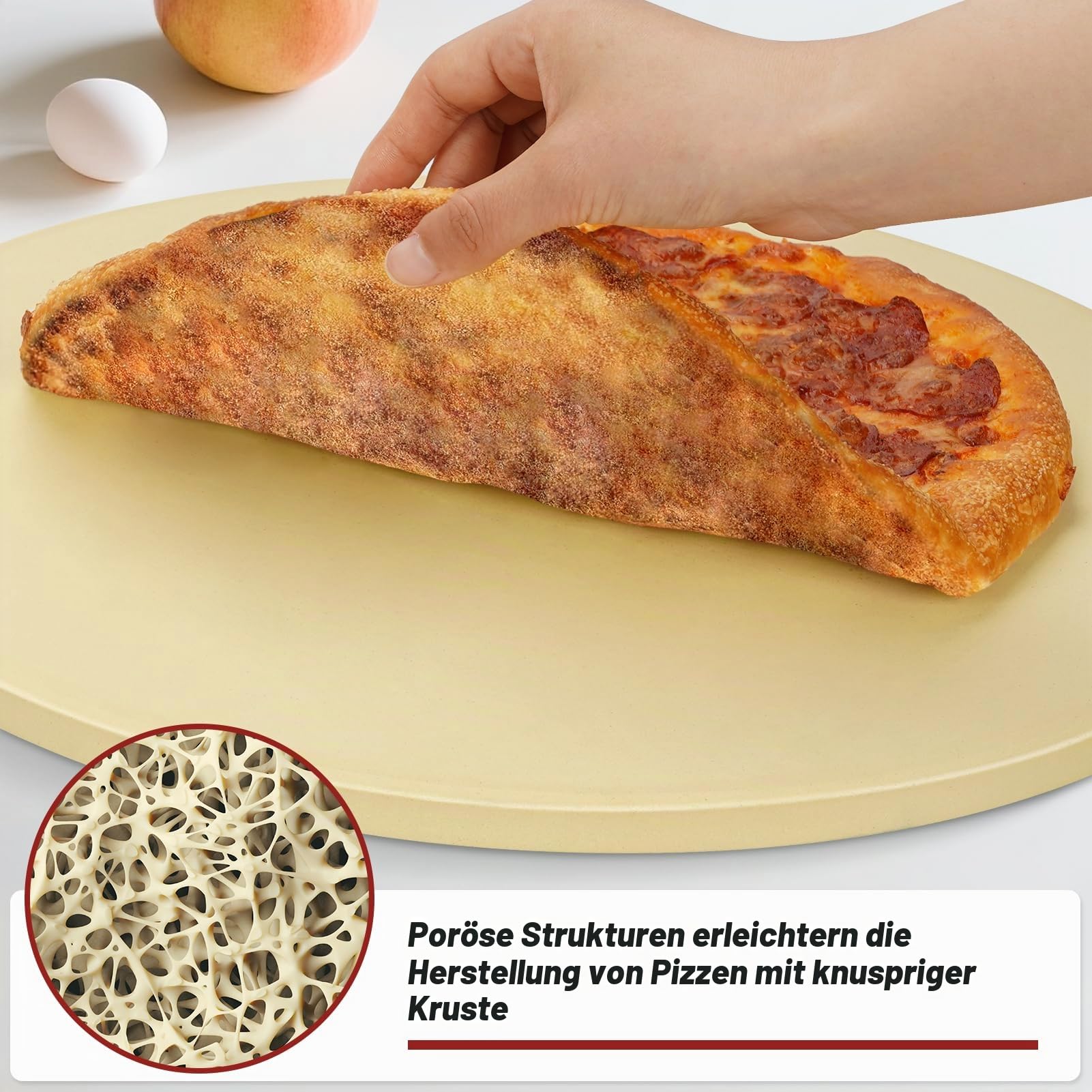 Runder Pizzastein für Grill und Backofen - 40,6 cm großer Backstein, robuster Cordierit-Pizzastein für Brot, Kekse, thermisch schockresistenter Grillen, Kochstein für die Herstellung von