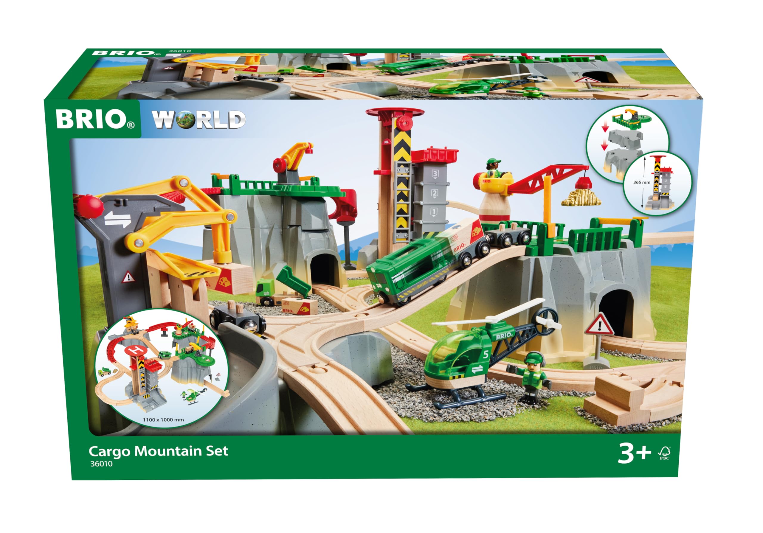 Brio World - 36010 - Circuit Montagnes et Chargements - Coffret Complet de 49 pièces - 5 Niveaux de Hauteur différents - Circuit de Train en Bois - Jouet Mixte à partir de 3 Ans 63601000