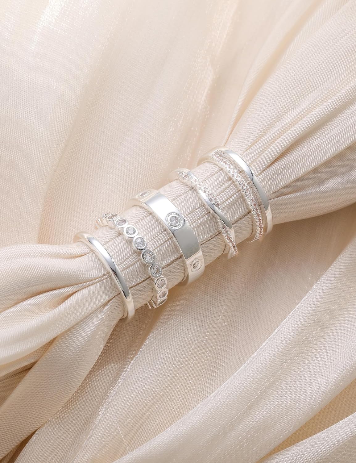 RLMOON Stackable Gold Rings for Women Non Tarnish Dainty 14K Gold/Silver Plated Stacking Thumb Rings Cubic Zirconia Eternity Wedding Band Rings Gold Jewelry Size 6-10 - Image 6