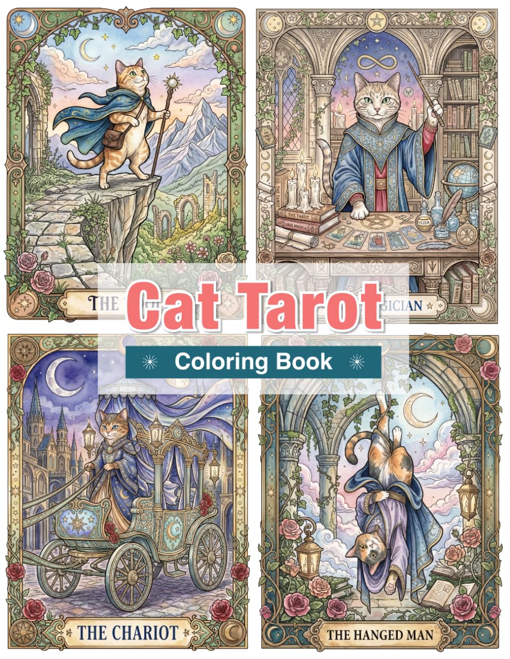 Dark Academia Tarot Cats: A Coloring Book of Mystical Illustrations