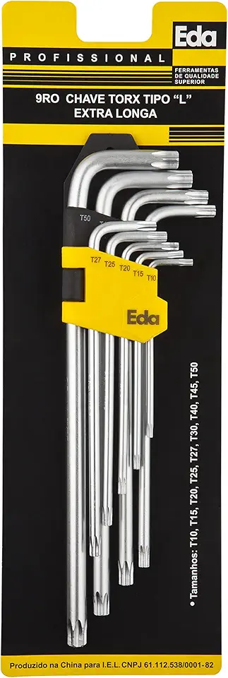 EDA Chaves Torx Tipo L 9 Peças Extra Longas Eda