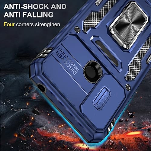 Miniatura 4 de Asuwish Funda de teléfono para Xiaomi Redmi 9C con protector de pantalla de vidrio templado y cubierta de cámara deslizante Soporte de anillo