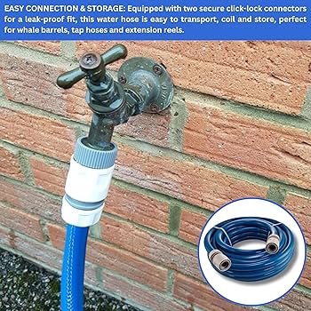 1/2" Reinforced Portible Non Taint Blue Drinking Water Hose For Camping, Caravans,Flexible 12.5mm Water Hosepipe For Mobile Homes And Boats (5m