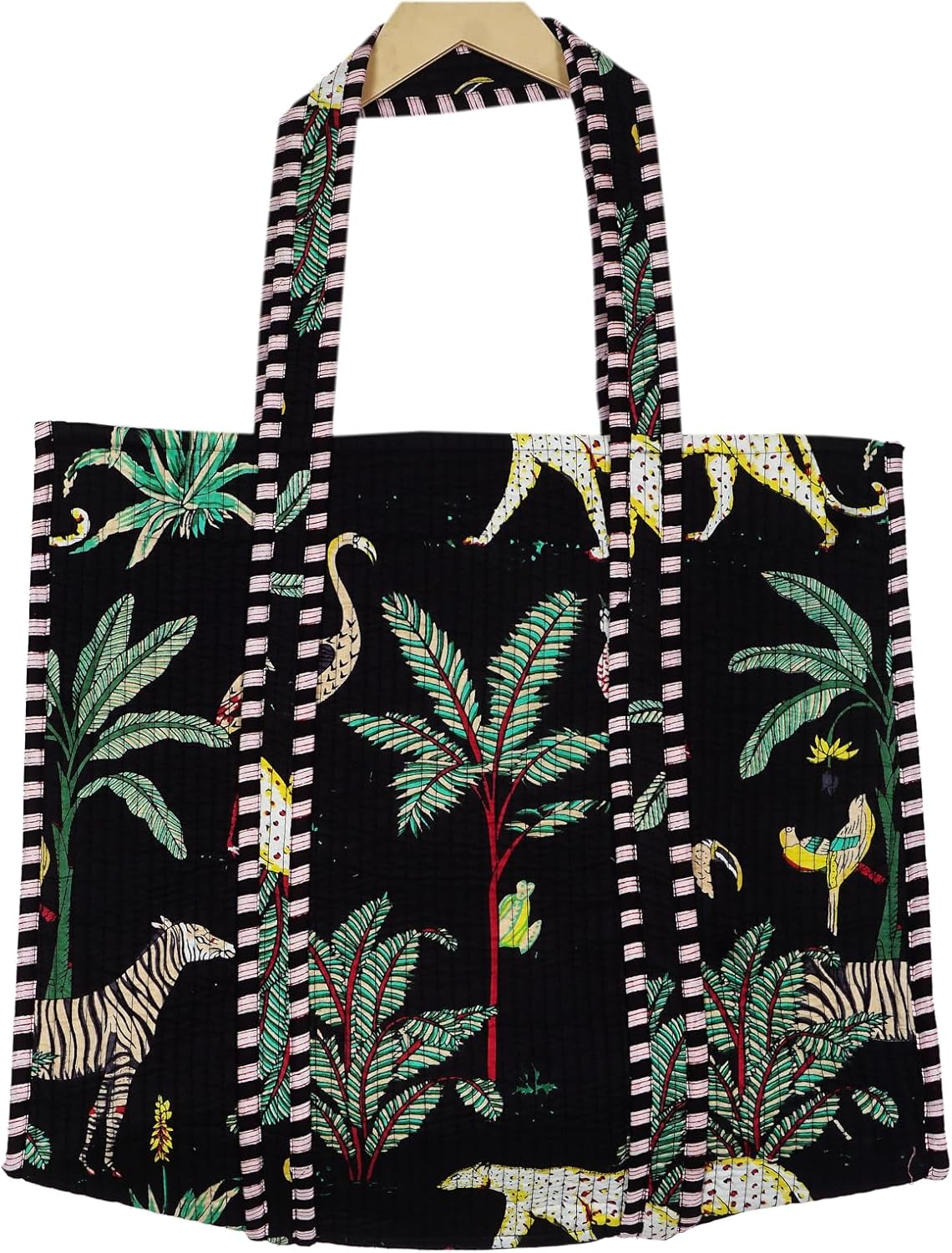 Quilted Cotton Hand printed Reversible Large multicolor cotton Tote Bag,Indian Handmade Block Printed Tote Bag Women Handbag