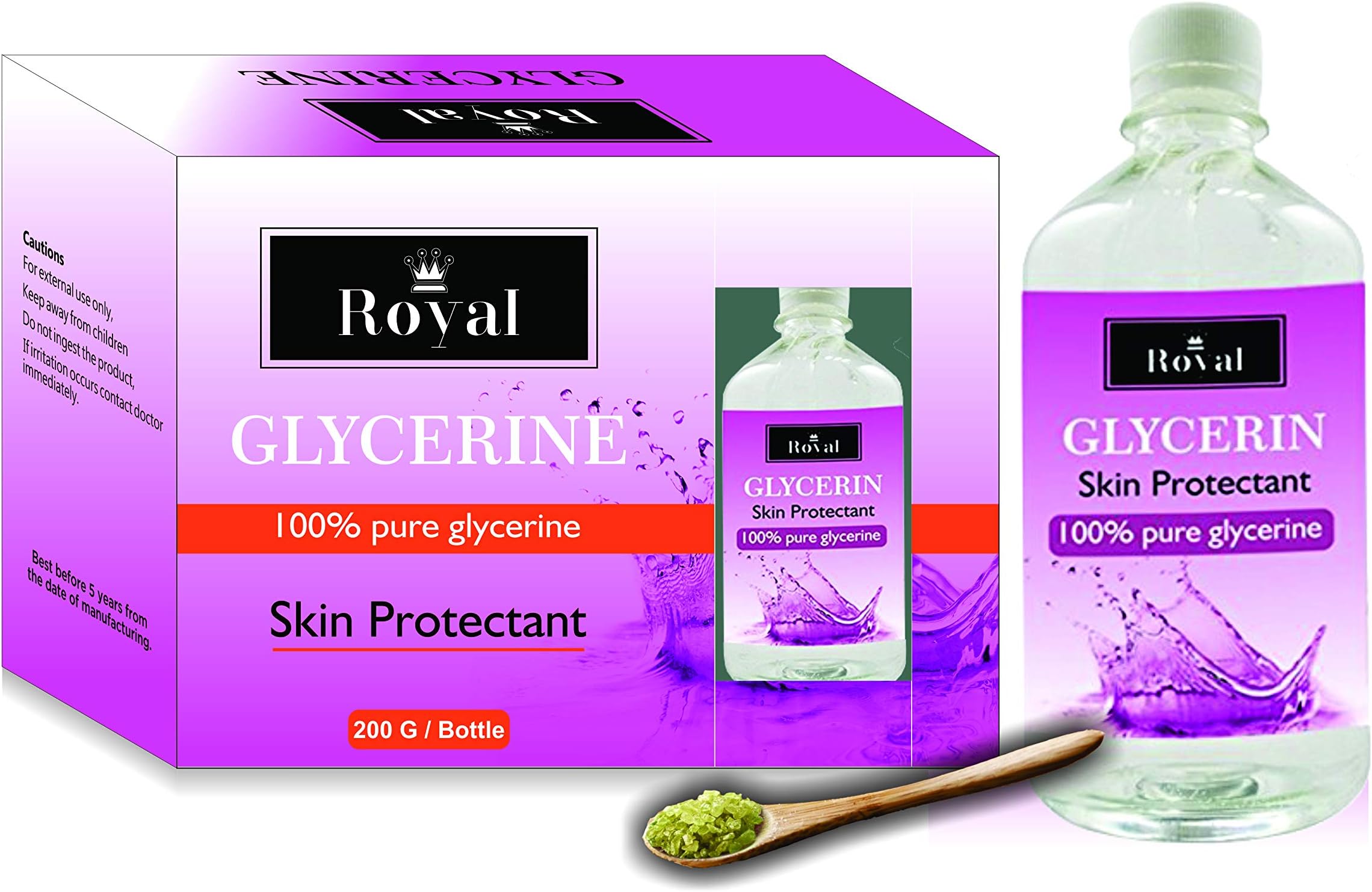 ROYAL Glycerin for Face Beauty,100% Vegan,Hypoallergenic - Beauty & Skin Care pack of 2 (total 400 gm)
