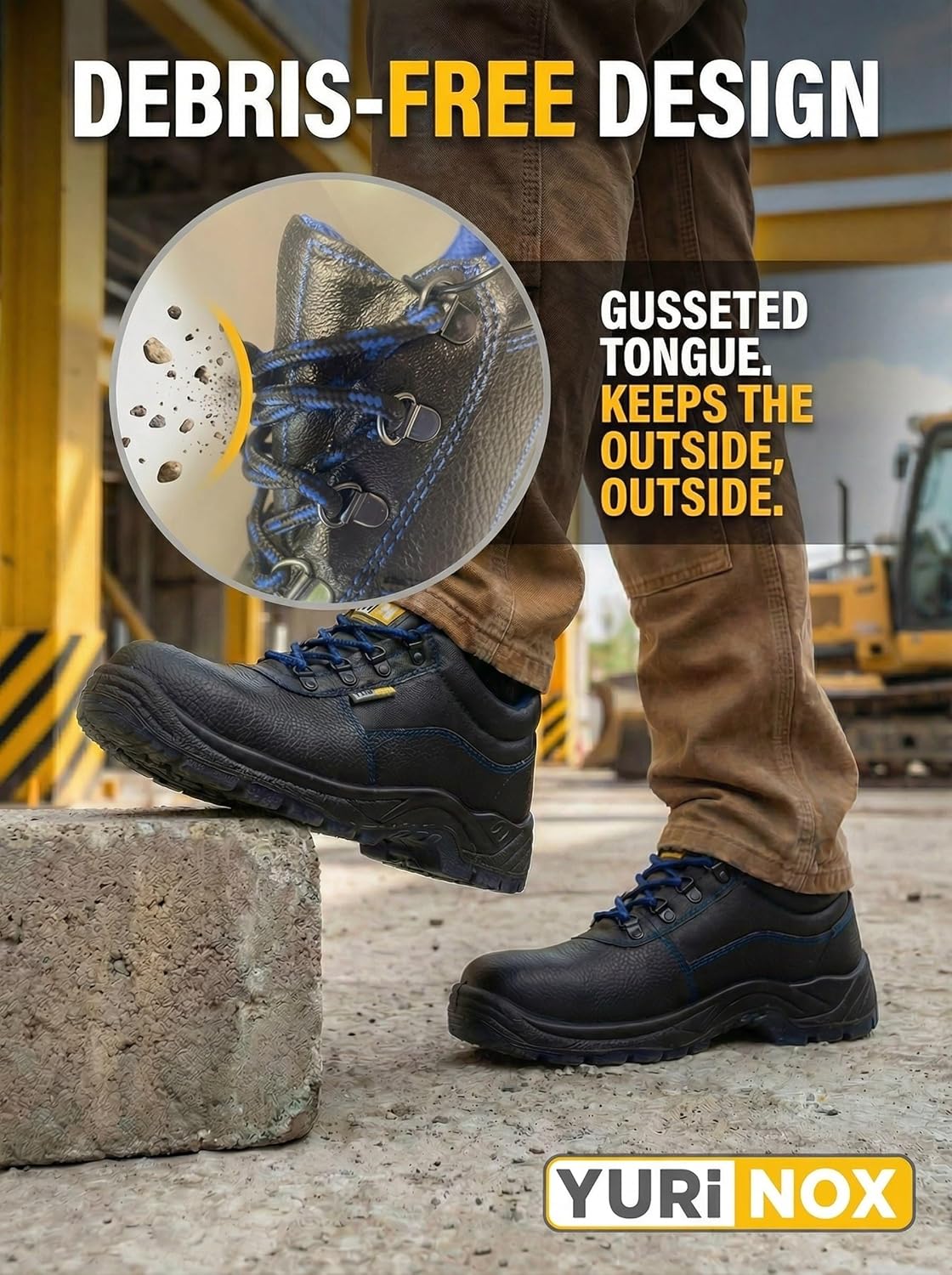 Half-Boots Unionshoes - Composite Safety Toe Work Boots for Mens - Lightweight and Durable - Slip, Oil & Chemical Resistant Outsoles - Ideal for Warehouse and Construction Work