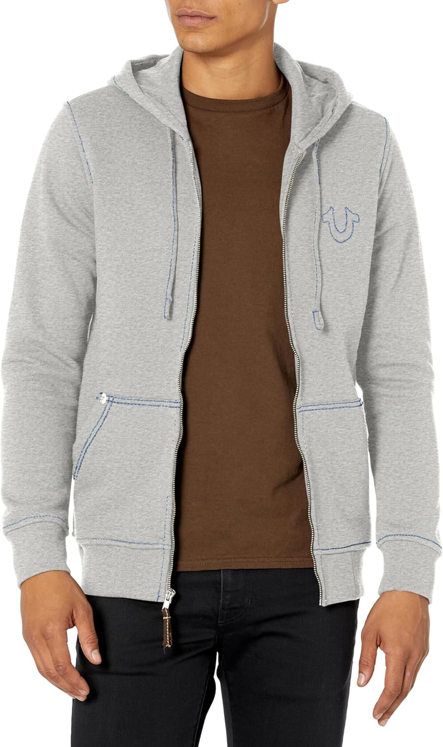 True Religion Men’s Big-t Zip Up Logo Hoody Hooded Sweatshirt True Religion Men’s Big-t Zip Up Logo Hoody Hooded Sweatshirt