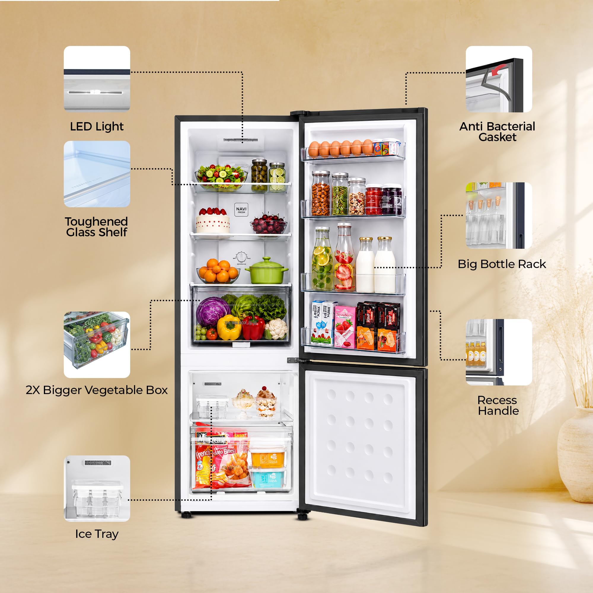Haier 237L Bottom Mount Refrigerator - Black -9