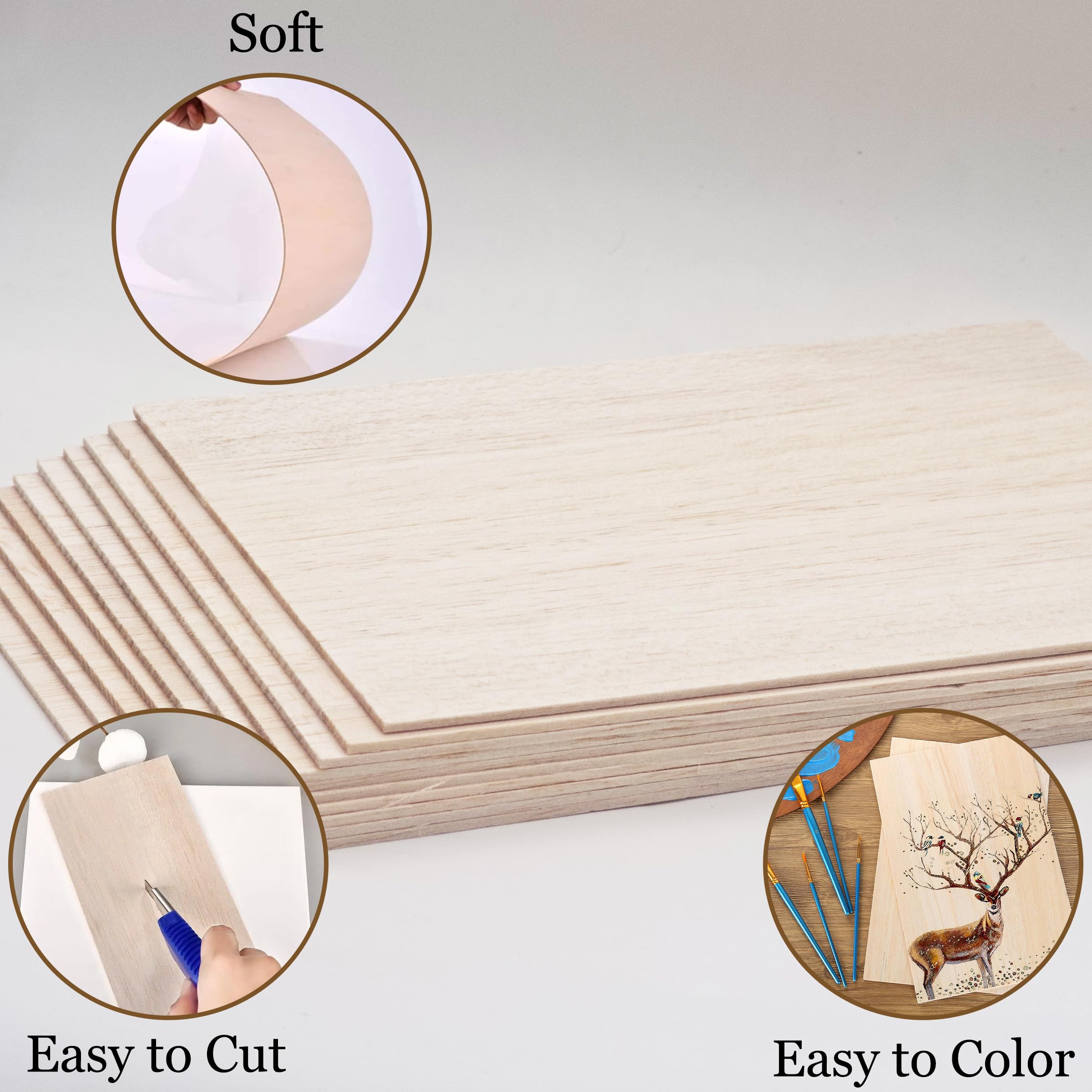 10 Pack Balsa Wood Sheets, 210x150x2 mm Balsa Wood Thin, BalsaWood Board for Home Decoration Arts, DIY Crafts Projects - Image 4