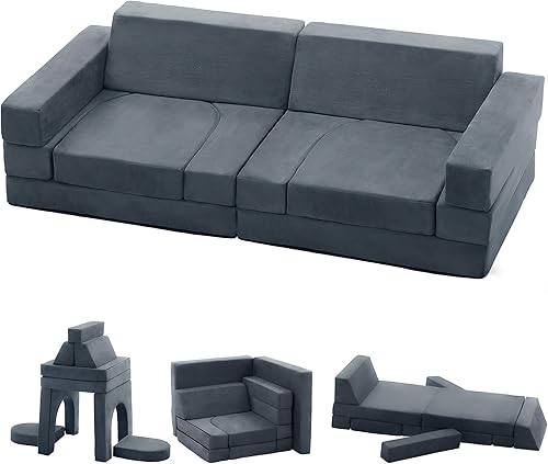 RMHDSLF Sofá infantil de 9 piezas, sofá modular de pepita para niños y sala de juegos para sala de juegos y dormitorio, sofá de juego de espuma