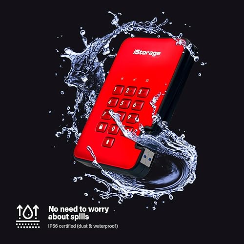Miniatura 5 de iStorage diskAshur2 HDD 5TB Rojo  Disco duro portátil seguro  Protección con contraseña  Resistente al polvo y al agua  Cifrado de hardware