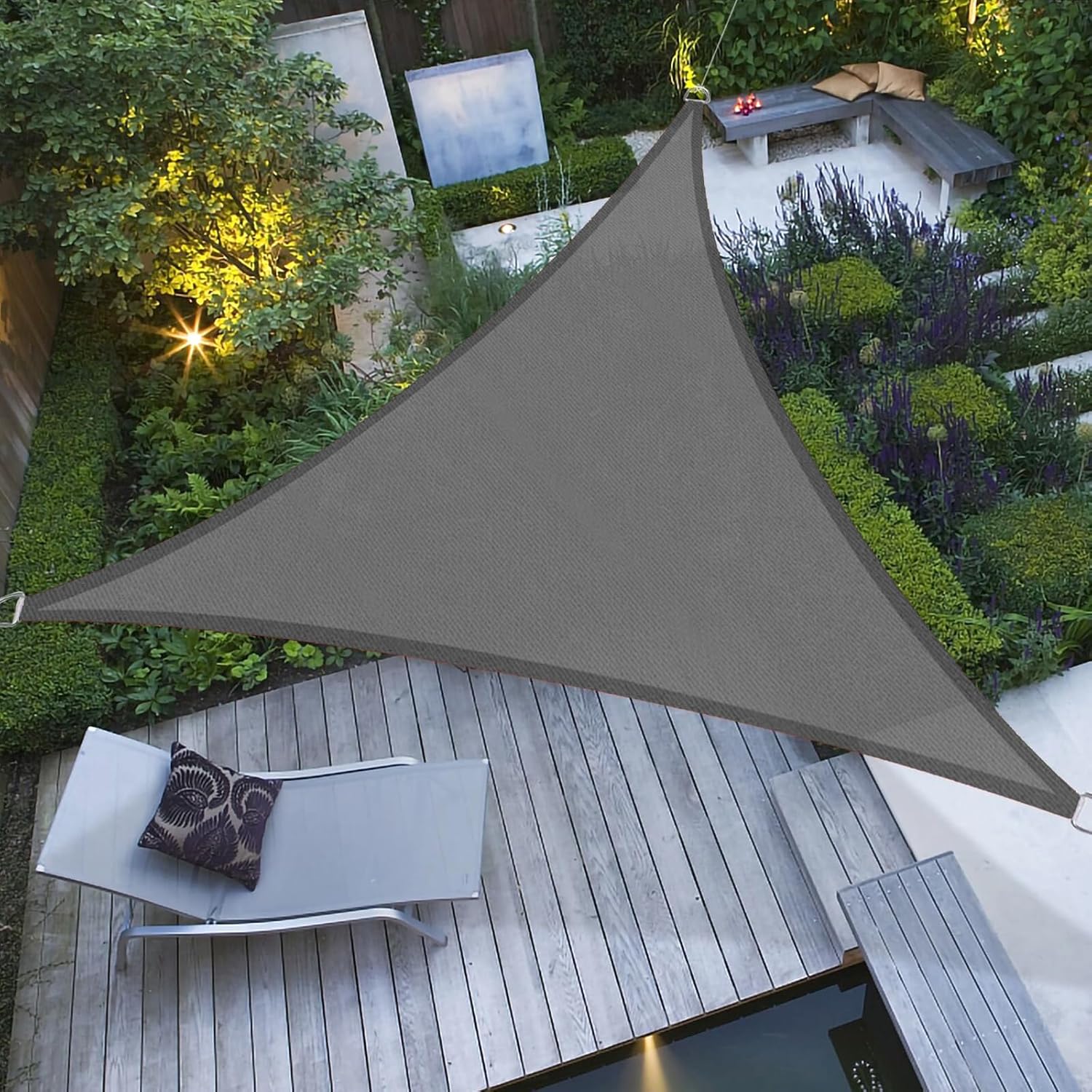 HDPE 10'x10'x10' Triangle Heavy-Duty Outdoor Patio Shade Canopy Sail, Dark Grey-UV Protection, Fade & Rust Resistant for Yard, Pergola, Deck, Backyard