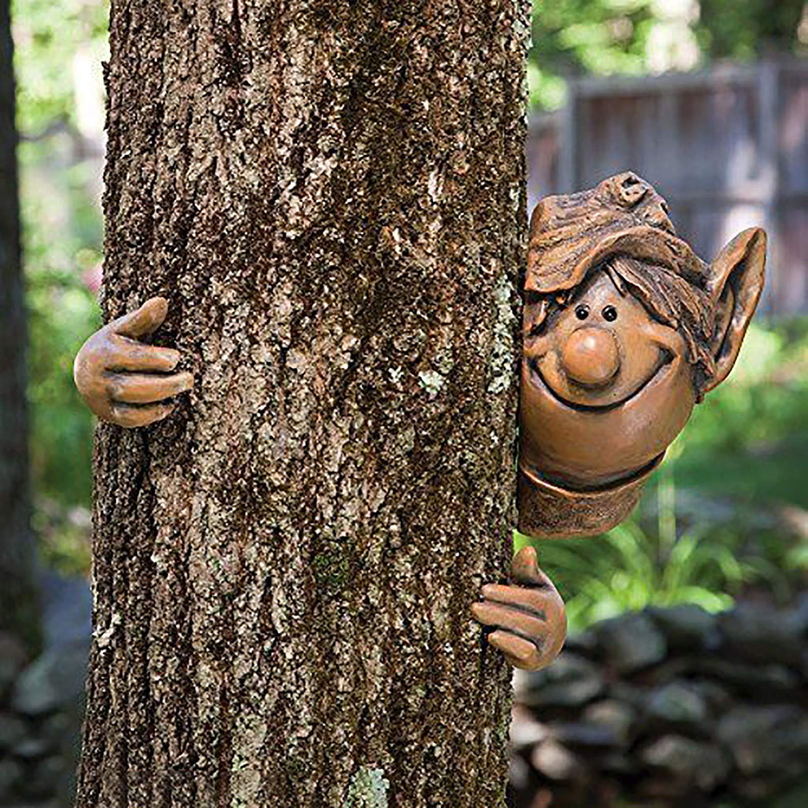 Mtlz A Garden Peeker Elf Tree Hugger,Tree Face Garden Decoration，Garden Peeker Yard Rt Polyresin Outdoor Tree Sculpture Whimsical Garden Decoration (A)