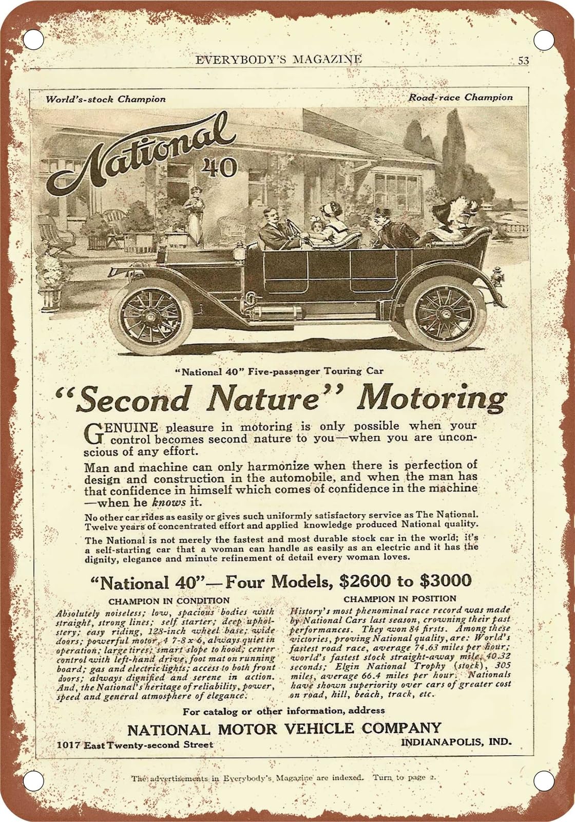 METAL SIGN - 1912 National Vintage Ad 03 - Old Retro Rusty Look home decor