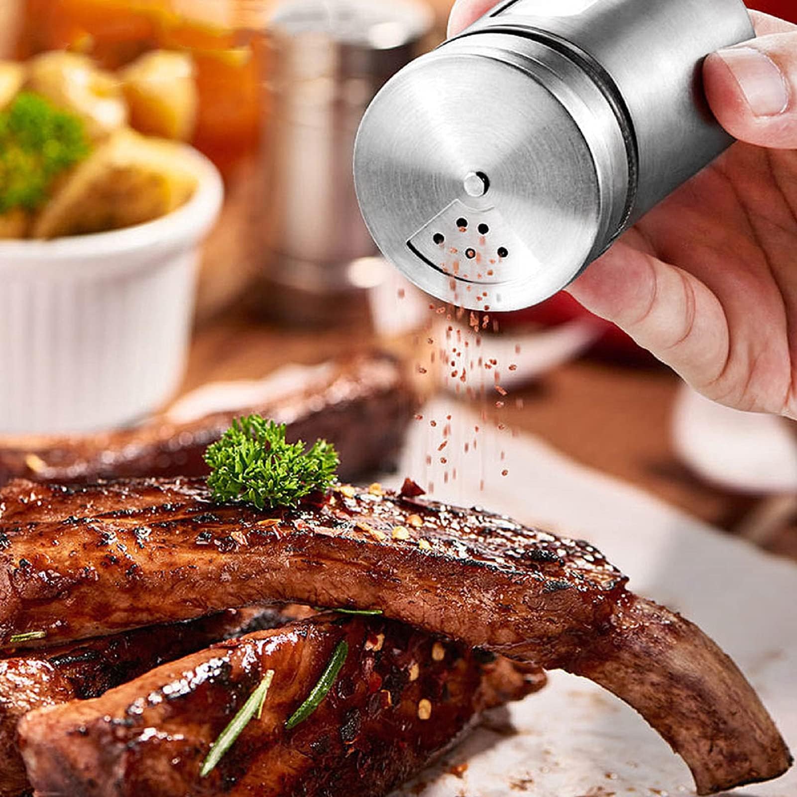 12 Stück Gewürzgläser Set aus Glas mit Edelstahl, Gewürzflaschen für Küche, Camping & Grill