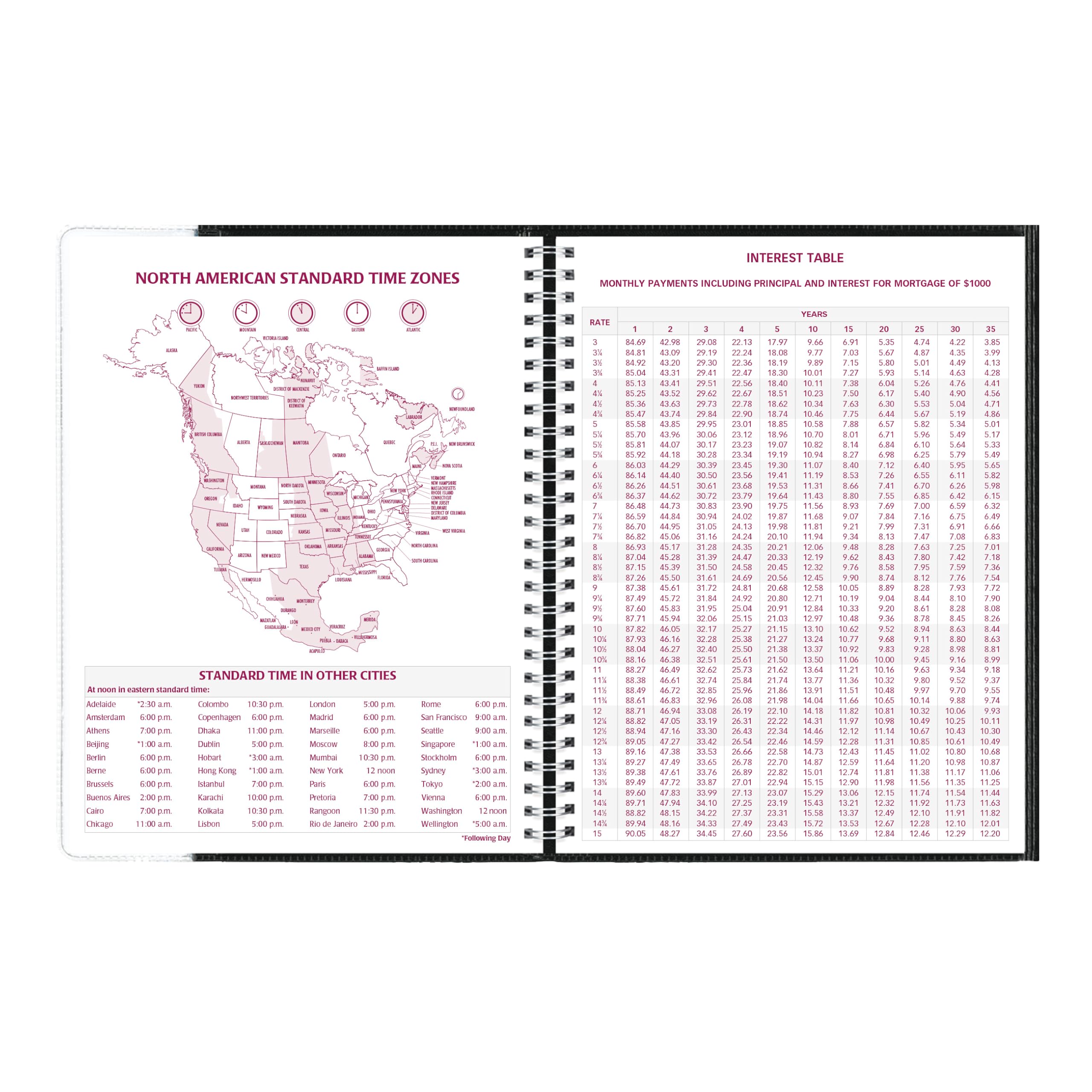 Brownline® 2027 Pre-Vu™ Agenda Settimanale, Copertina Flessibile a Tre Pieghe, Rilegatura a Doppio Filo, Nero (CB925.BLK)