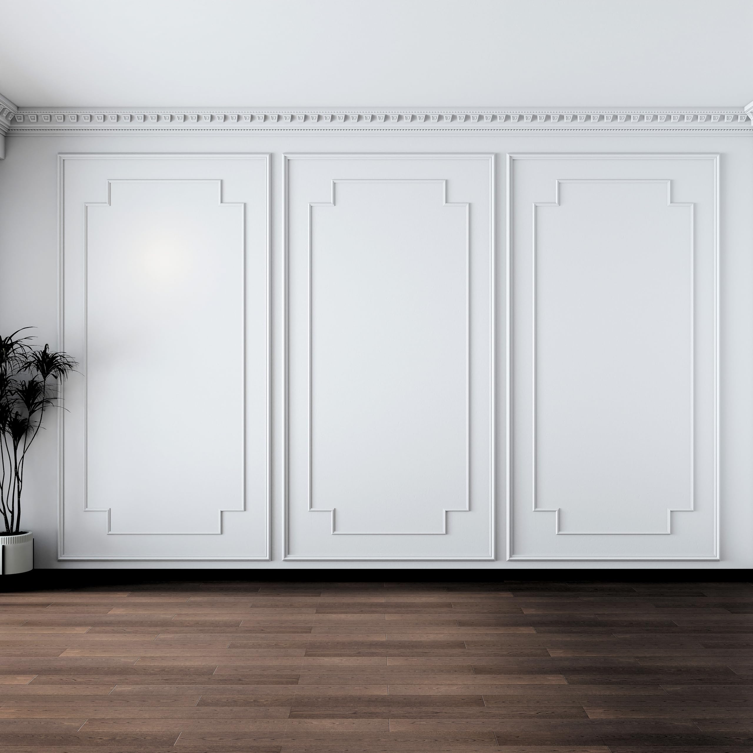 Moulage mural à coller Pangda lot de 3 | Panneau décoratif wainscot pré-fabriqué 274x127 cm