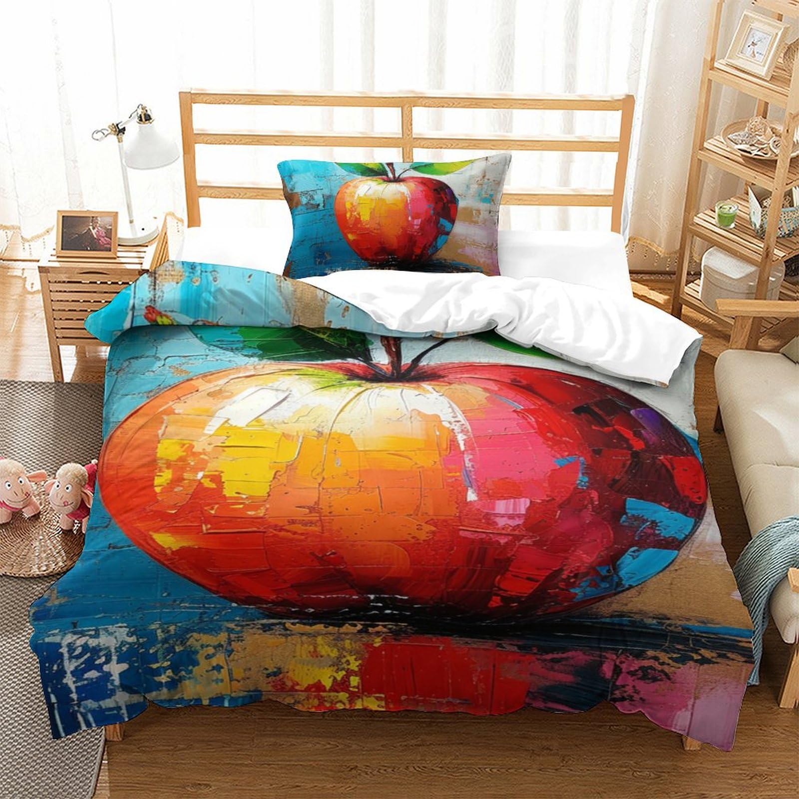 Housse de couette motif Apple 3D en microfibre pour relooker la chambre d'un ado