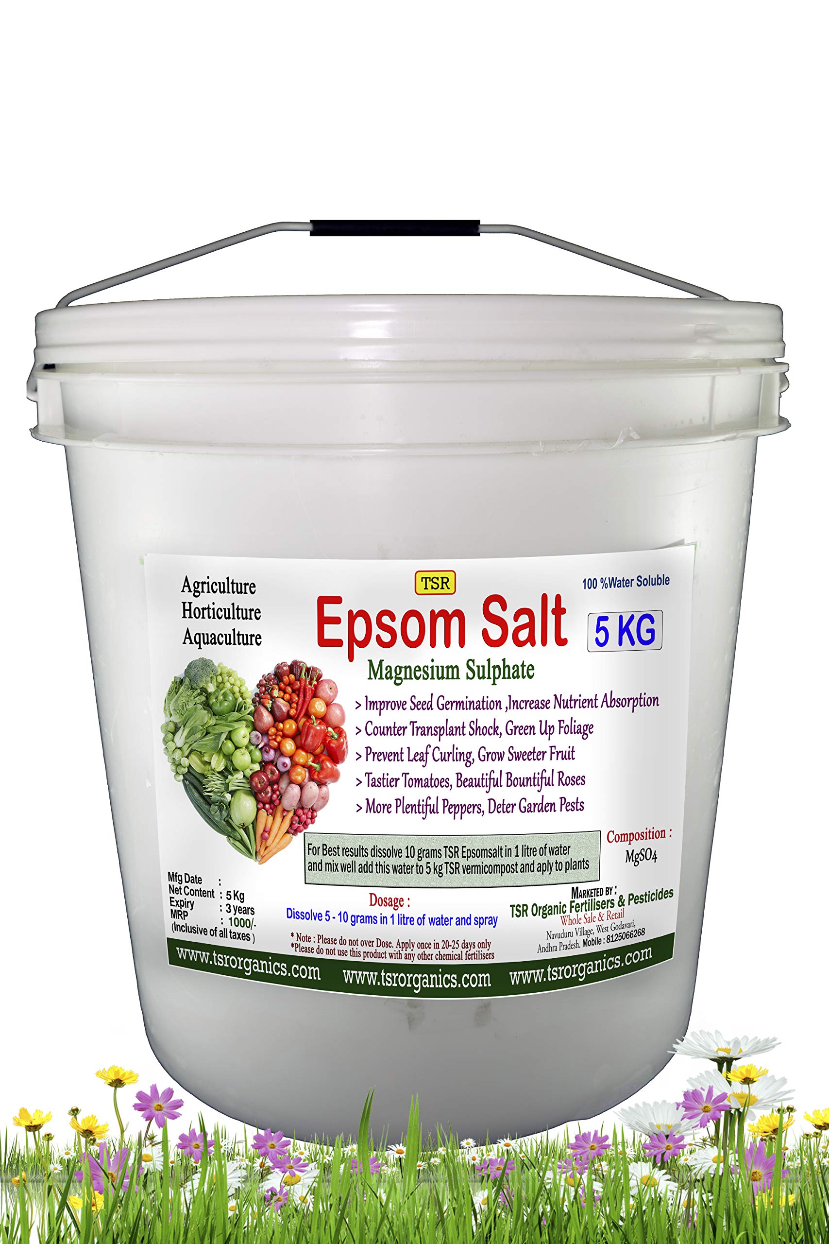 TSR Organic Fertilisers & Pesticides Epsom Salt 5 KG bucket Magnesium Sulphate Fertilizer for Indoor and Outdoor Garden Plants (B07Z97K674) Amazon Price History, Amazon Price Tracker