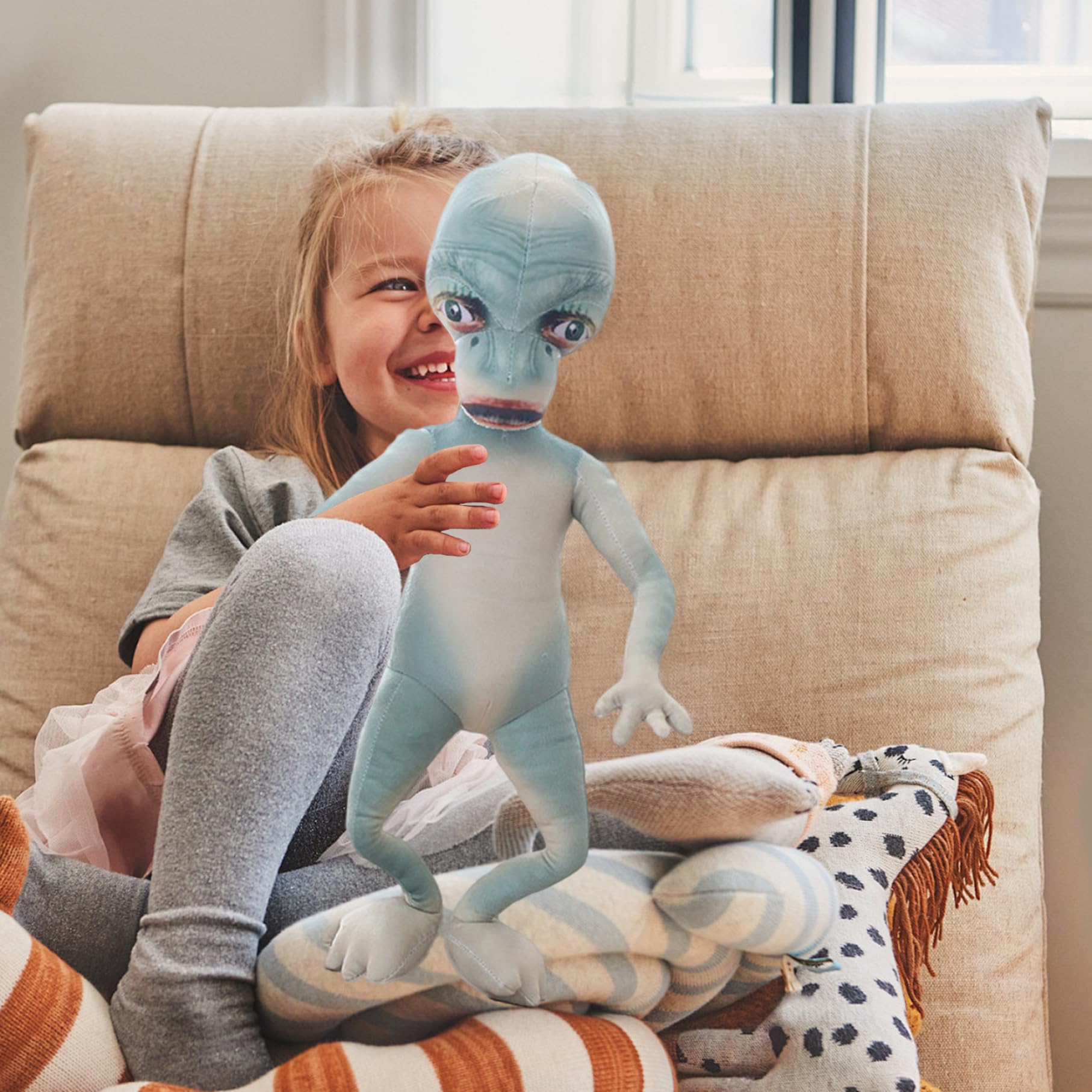 Jorzer Alien Plush, Animales de Peluche de Tela Suave, Gris, 23, 6 Pulgadas, 1 Paquete.