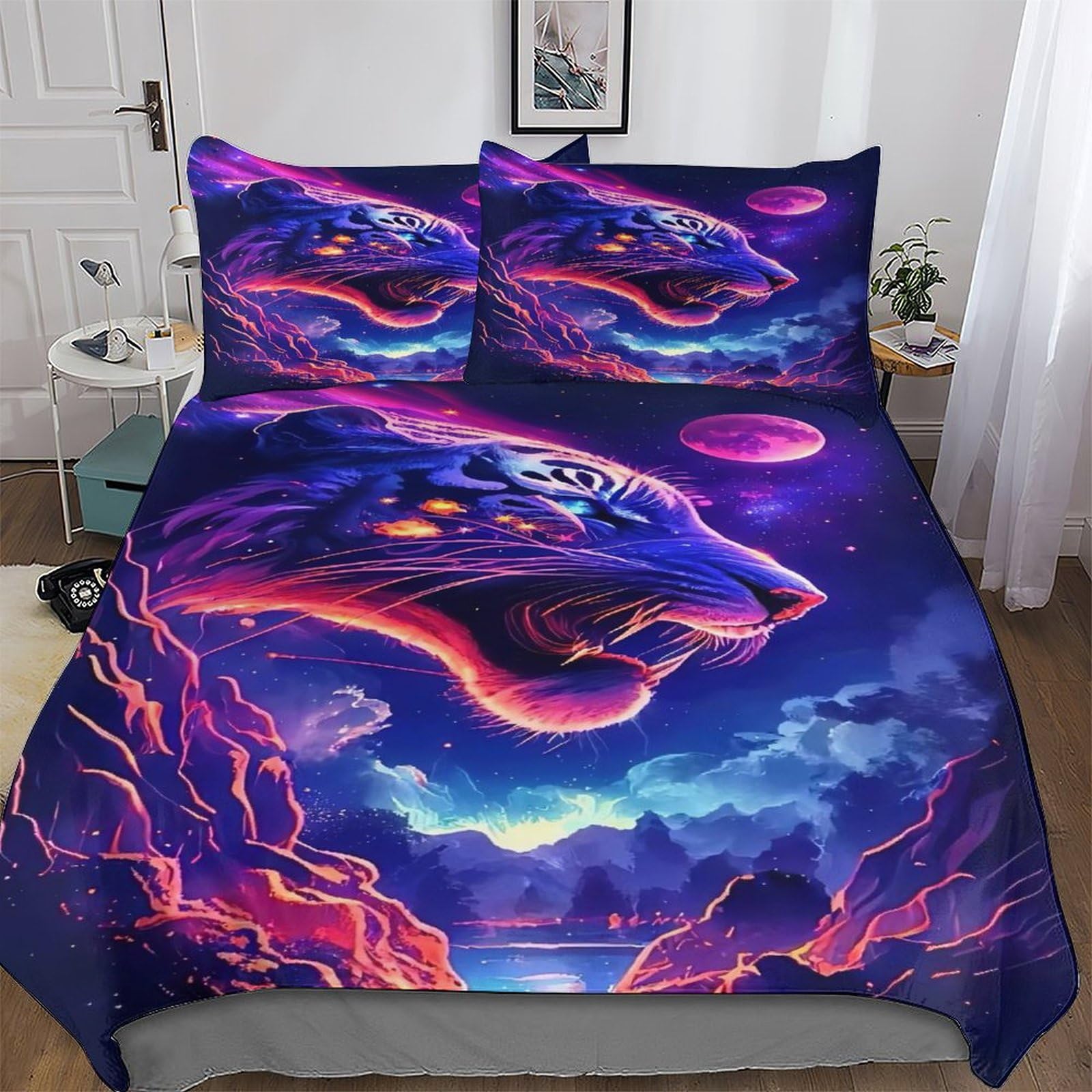 Parure de lit tigre 220x240cm pour créer une ambiance jungle moderne dans la chambre adulte