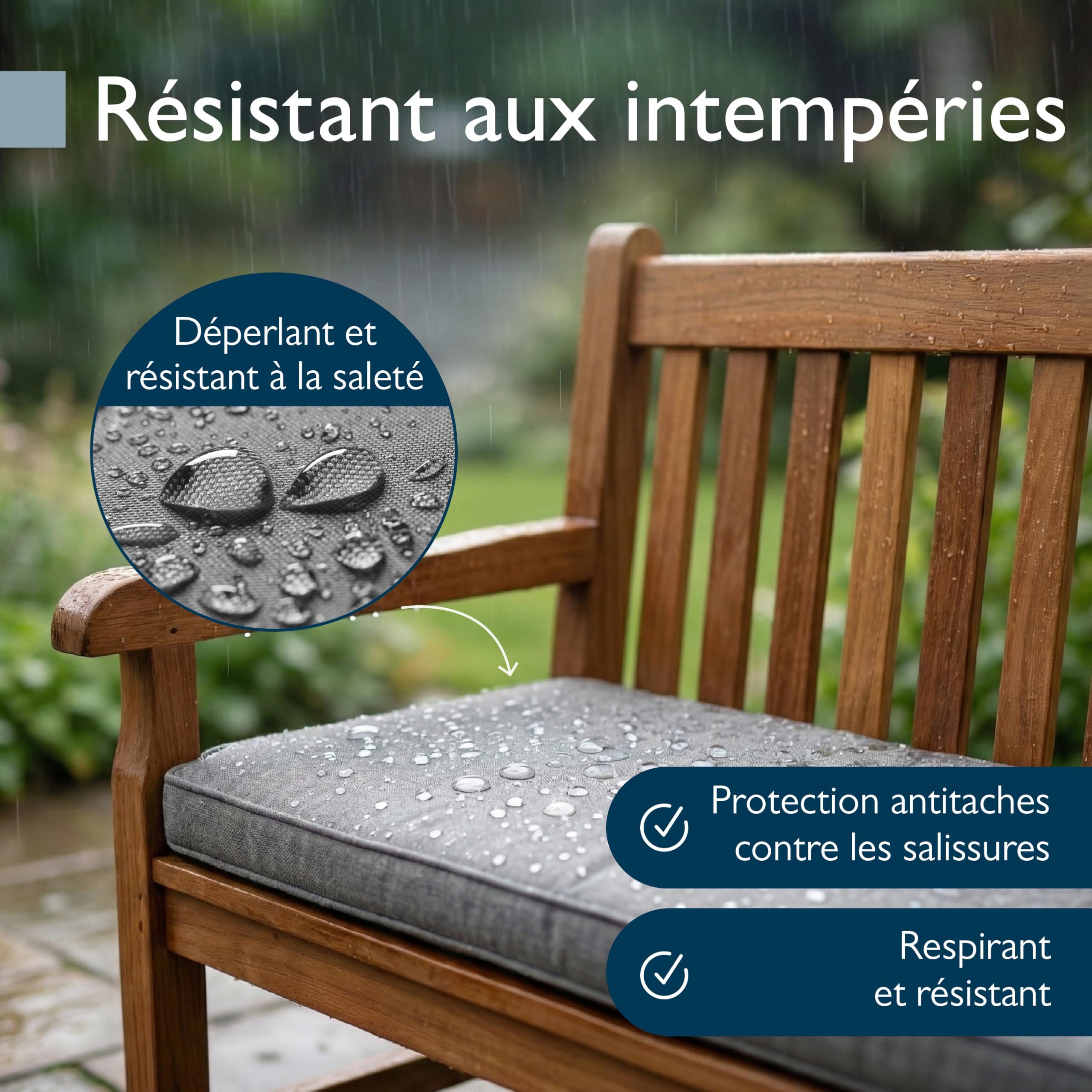 Beautissu Coussin Banc Extérieur & Interieur 120x50 cm – Coussin Banquette Moelleux Imperméabilisé pour Jardin, Terrasse & Balcon avec Housse Amovible – Lavable à 30 °C – Gris Clair – Calme BK