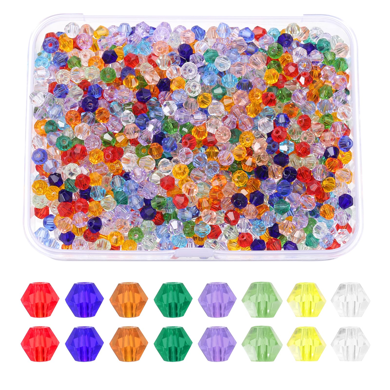 PATIKIL 1000pcs 4mm Bicone Glass Crystal Beads