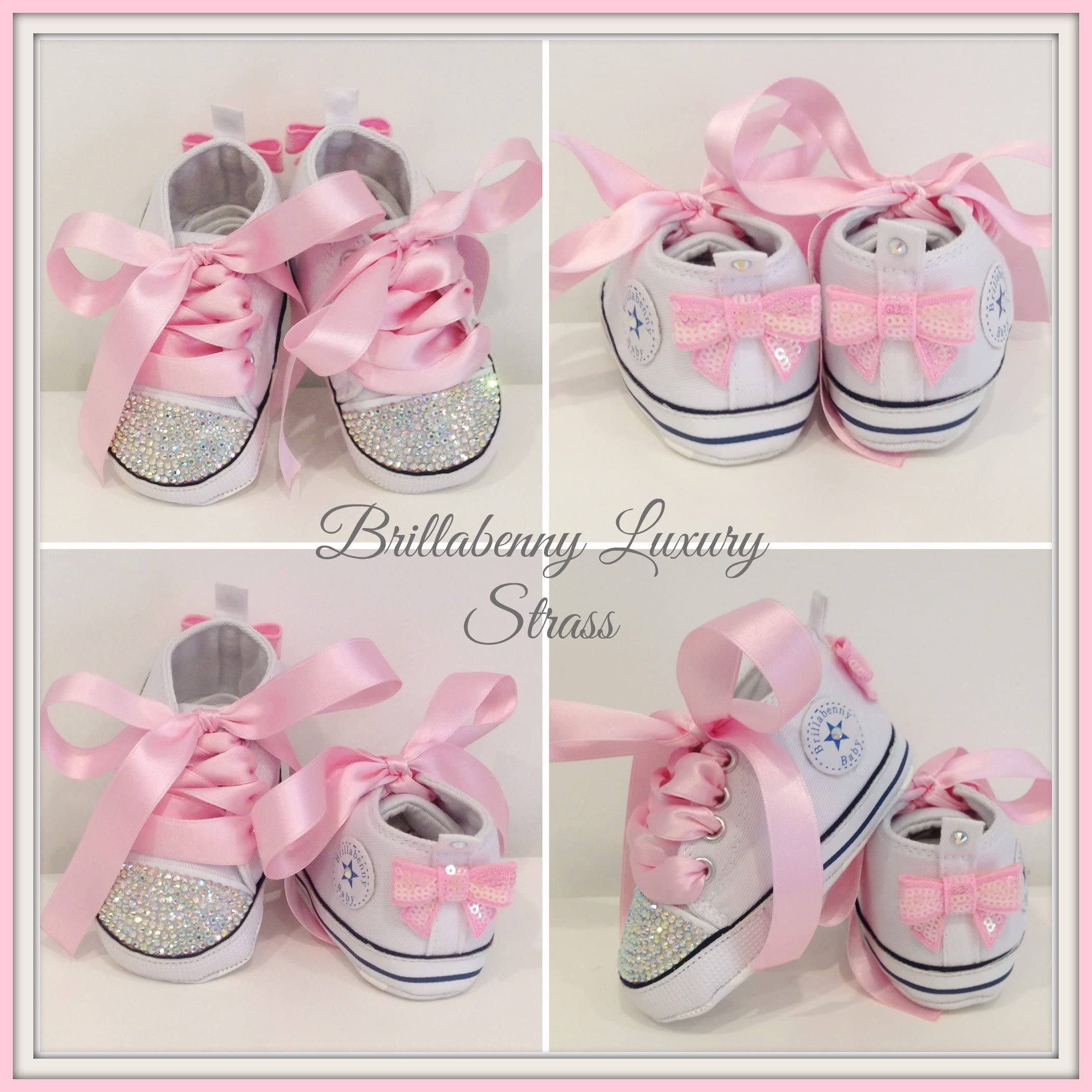 Scarpe Scarpine Bambina Neonato Cristalli Strass Baby Shoes Battesimo Cerimonia