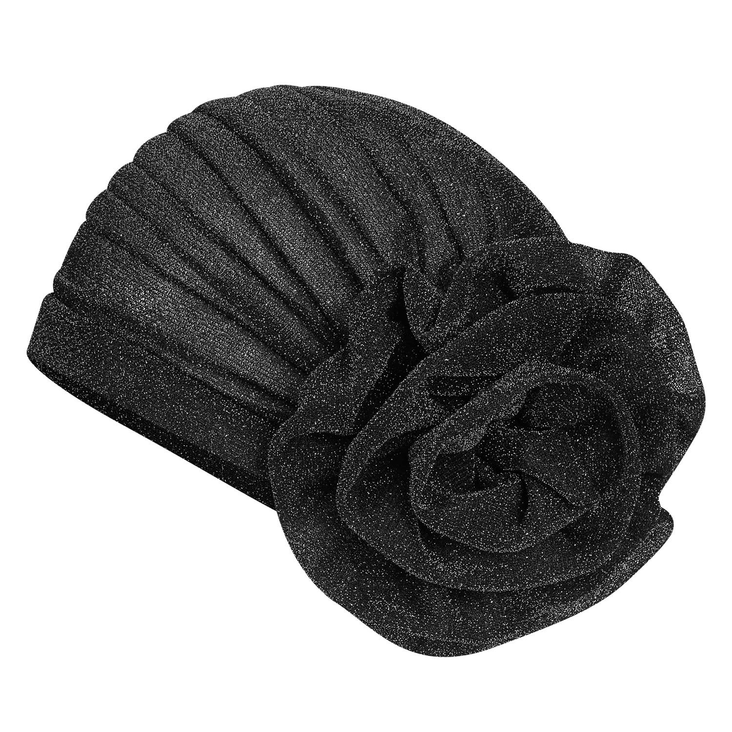African Pattern Headwrap Pre-Tied Bonnet Turban Knot Beanie Cap Headwrap Hat Hair Loss Hat Beanie Bonnet Headband for Women Black