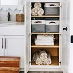 OrganiHaus Fabric Storage Bins for Shelves 15x11 inches 3 Pack, Decorative Closet Baskets with Handles, Large Cube Storage Bins for Clothes, Linen and Home Organization - Grey