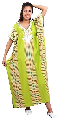 Moroccan Caftans Women Light Linen Handmade Embroidery SMALL to LARGE