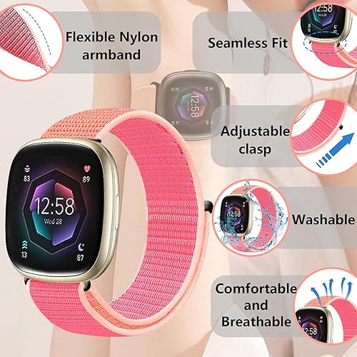 Miniatura 3 de Paquete de 3 correas elásticas deportivas, compatibles con Fitbit Versa 3Fitbit Versa 4Fitbit Sense 2Fitbit Sense correas elásticas tejidas
