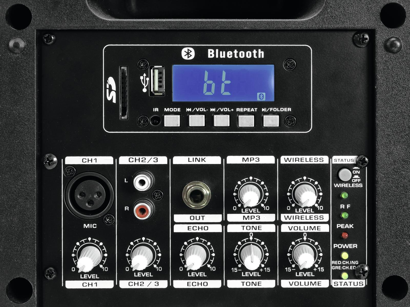 Omnitronic WAMS-65BT Drahtlos-PA-System | Tragbare 6,5"-PA mit UHF-Funkempfänger, Audioplayer, Bluetooth und 40 W RMS | Ideal für alle netzunabhängigen und kabelfreien Anwendungen