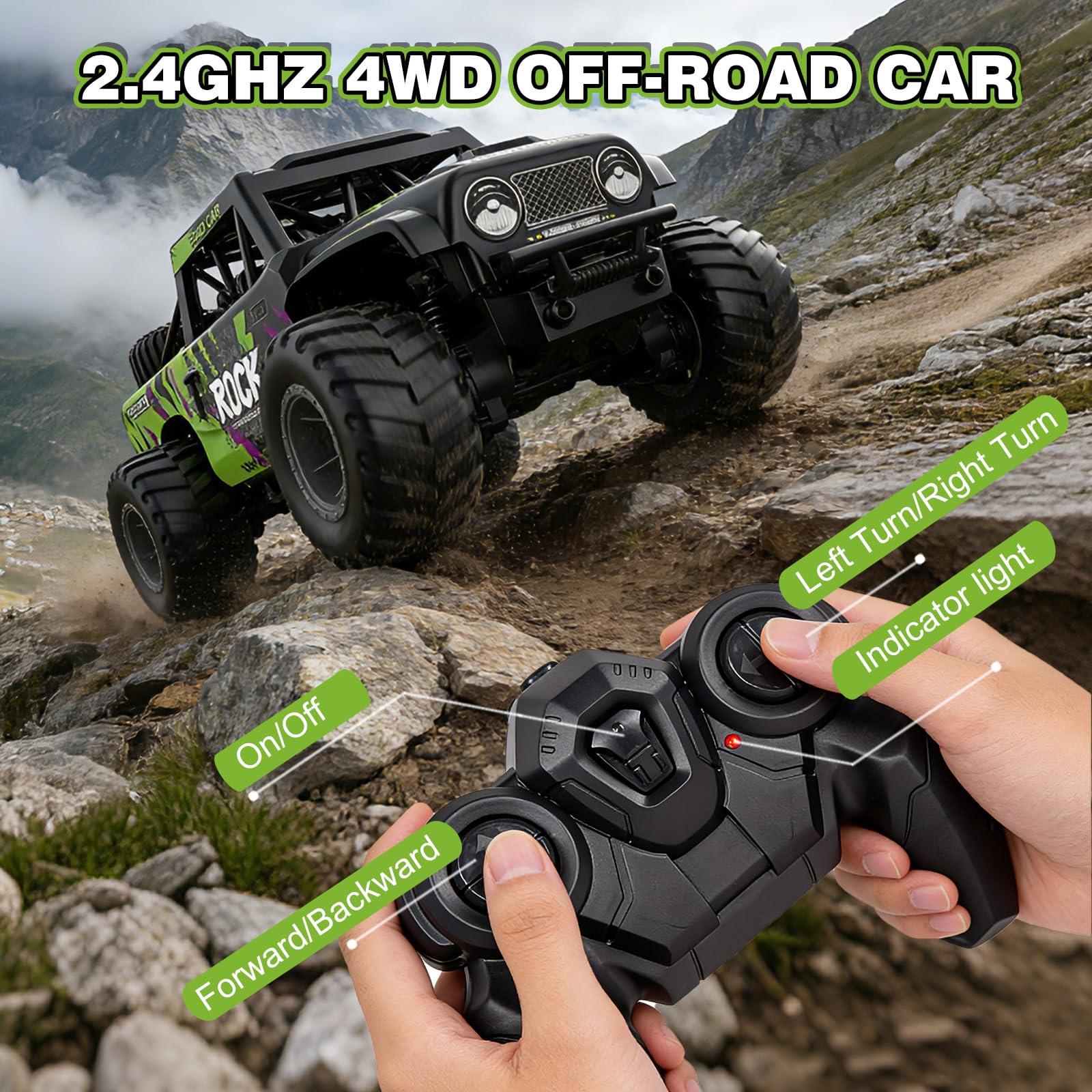 Fernsteuerungs Auto Amphibisch Truck Spielzeug: Geländegängig RC Auto | 2,4 GHz 4WD Offroad RC Car FahrzeugWeihnachtsgeschenk für Jungen und Kinder