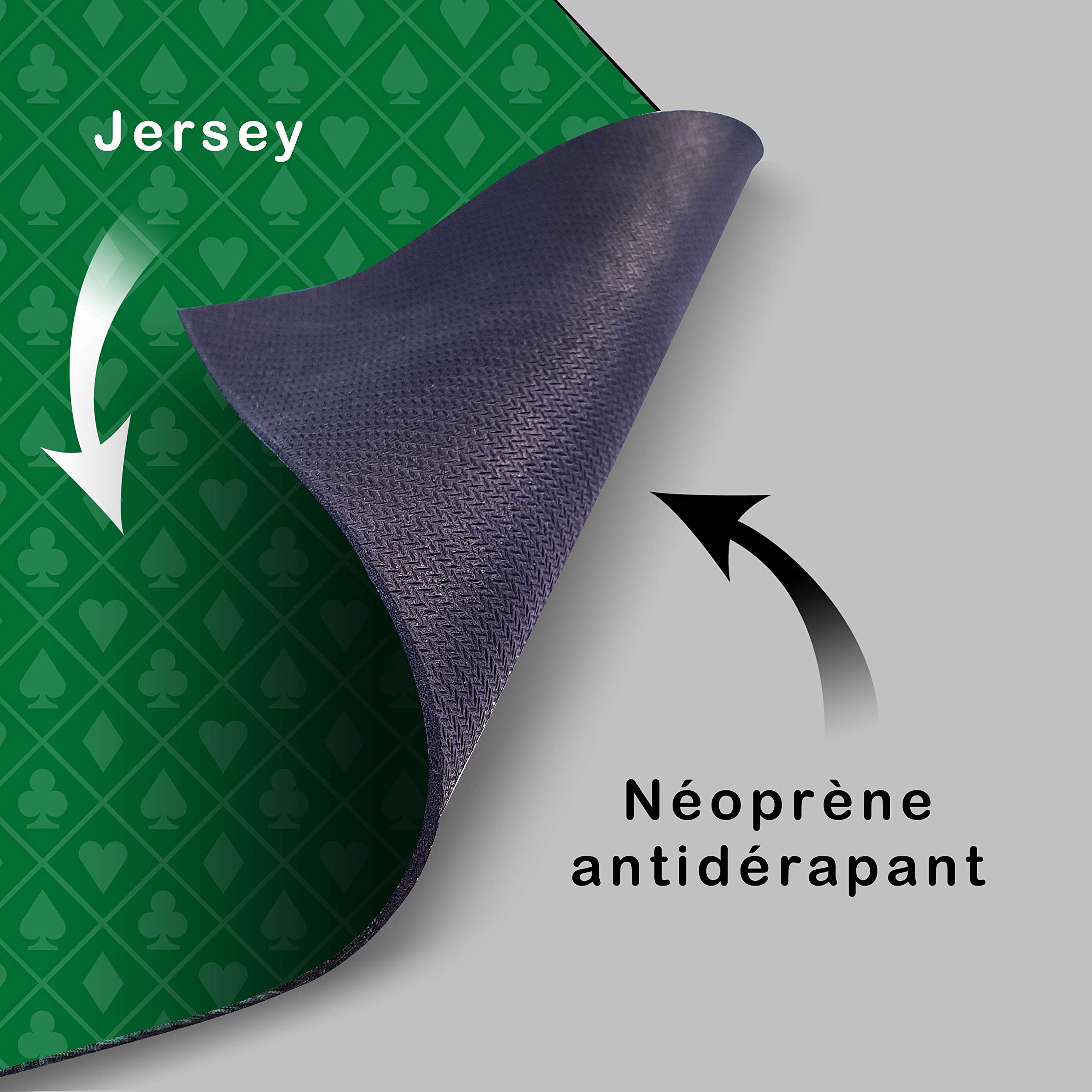 Tapis Belote Double Points - Tramé Vert - 100 x 60 cm - Fabrication Française
