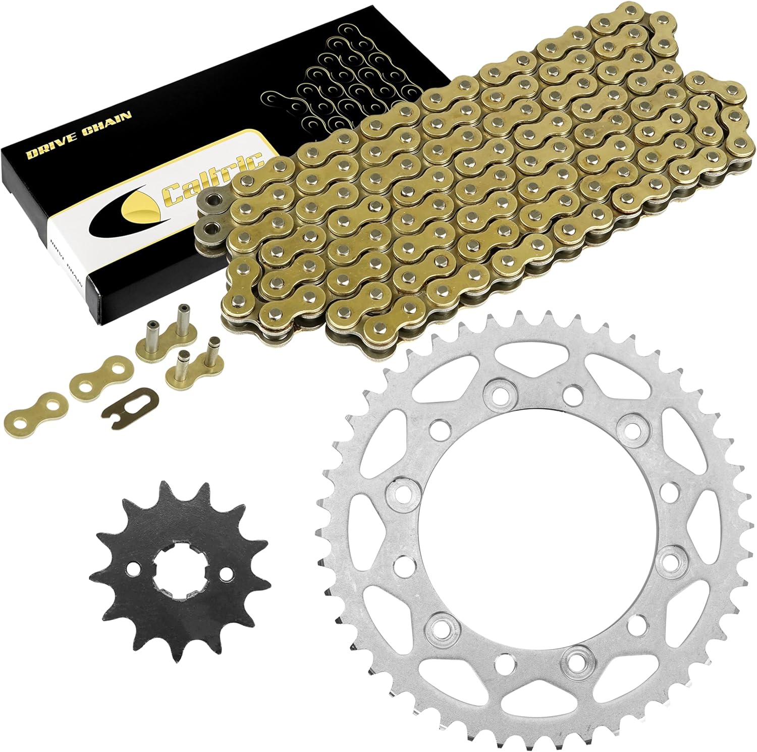 Caltric Drive Chain and Sprocket Kit compatible with Yamaha FZ-6 FZ6 2009 / FZ-6R FZ6R 2009 2010 2011 2012 2013 2014 2015 2016