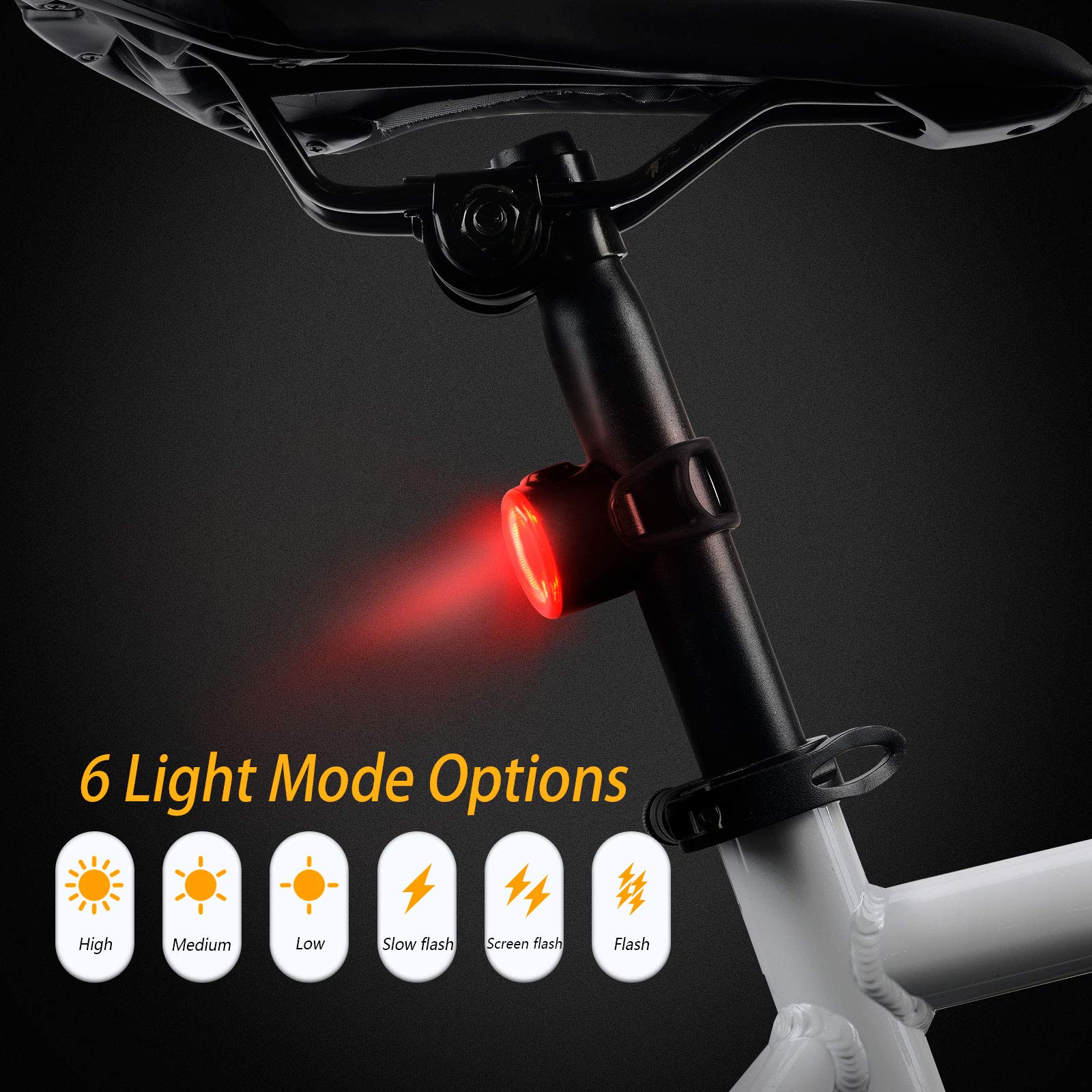Feu Arrière De Vélo | Rechargeable Par Usb – Lumière Led Pour Vélo Moderne Avec 6 Modes D