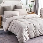 PURE ERA Jersey Ensemble de housses de duvet en tricot 100% T-Shirt Cotton Super Soft Comfy 3pc Ensemble de literie avec fermeture à glissière (Heather Beige, Roi)