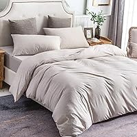 Vista 5 de PURE ERA Juego de funda de edredón de punto de jersey, 100% algodón de camiseta súper suave y cómodo, juego de ropa de cama de 3 piezas con cierre