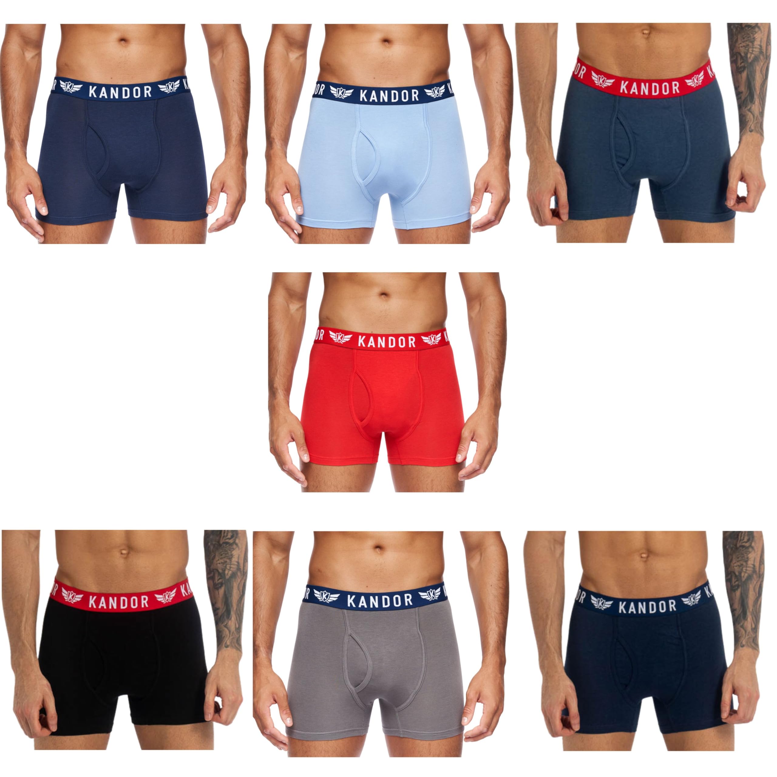 Kandor Herren Bambers Bambus Boxershorts (7er Pack) Premium Bambus-Baumwolle Stretch Unterwäsche Multipack mit atmungsaktivem Stoff & elastischem Bund Größen S-XXL