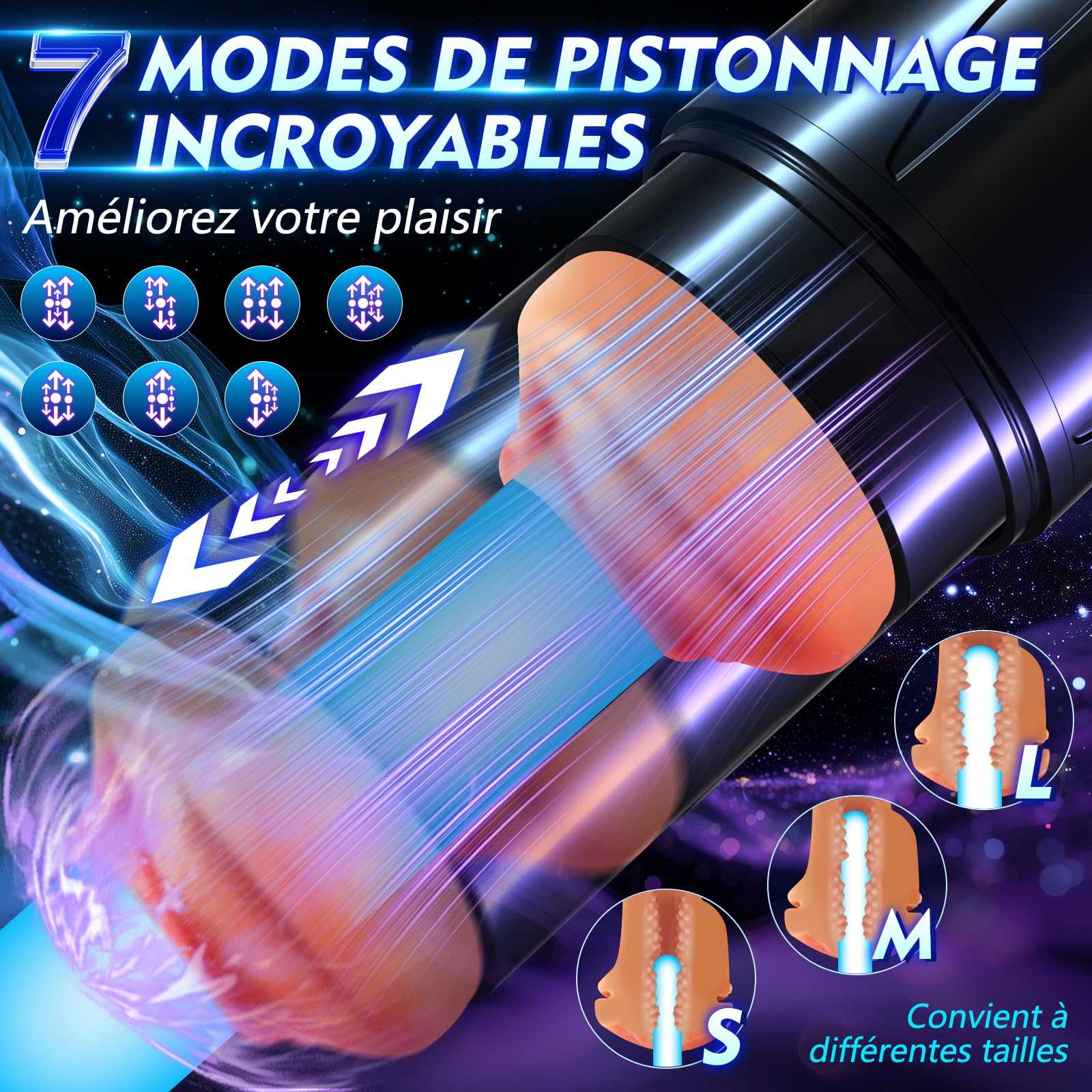 Masturbateurs Masculins Sex Toýs Homme-Automatique Masturbâteur Homme Mains Libres avec 7 Modes de Succion & Poussée et Vibration, Sex Toys Pour Adults Masturbateur Réaliste 3D avec Écran LED