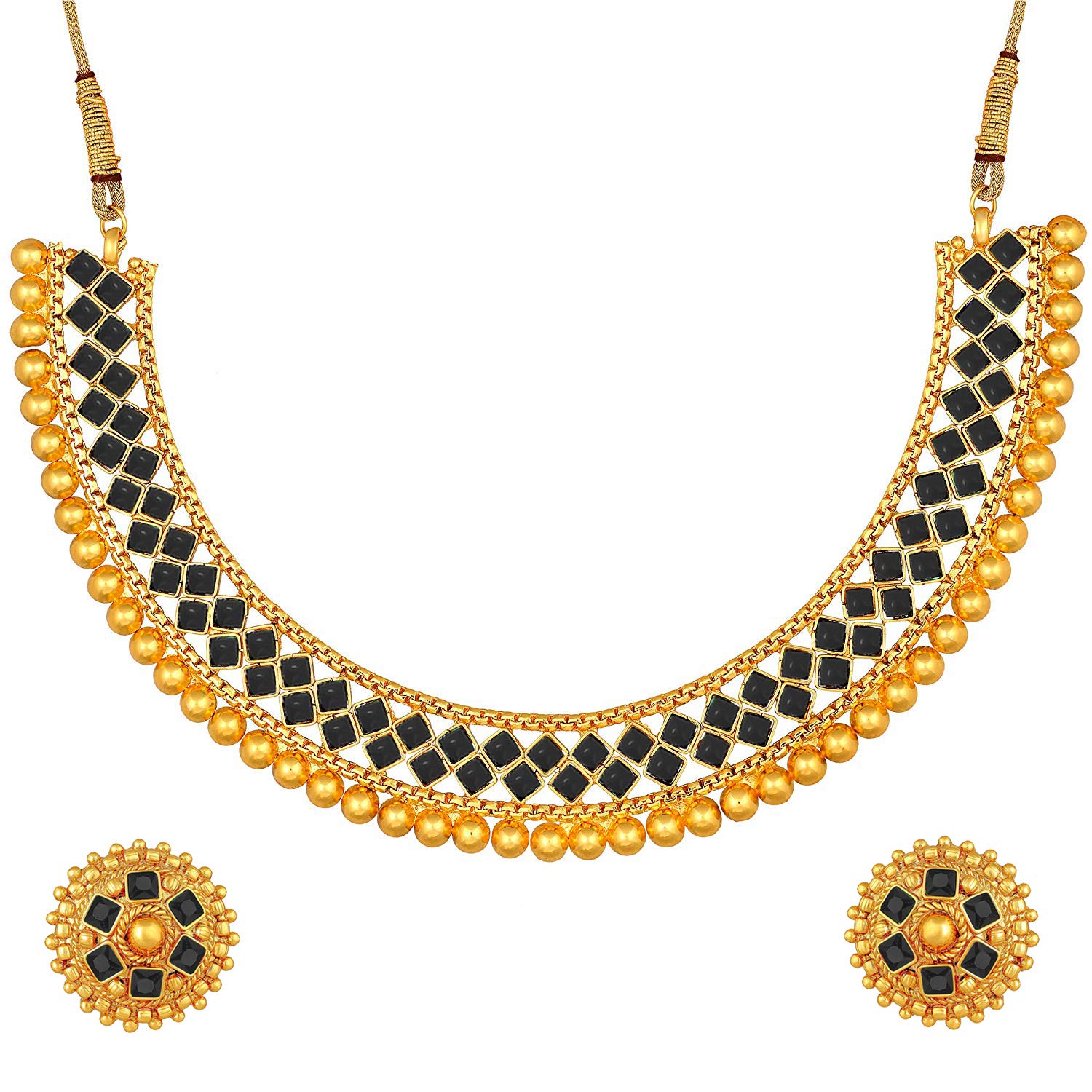 Peora Indian Traditional Golden Ball Brass Alloy with Pearl Choker Necklace with Earrings Jewellery Set for Women & Girls (B07W6F8ZTS) Amazon Price History, Amazon Price Tracker