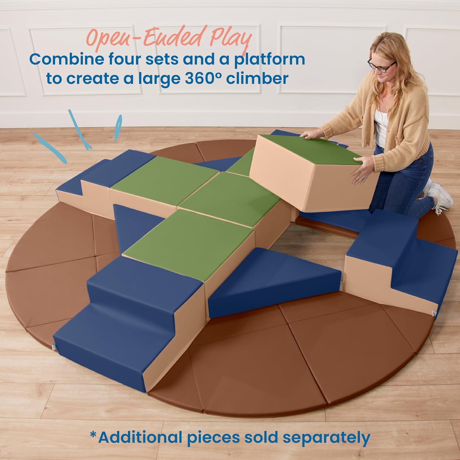 ECR4Kids SoftZone Adventurer's Summit Step, Corner Climber, Earthtone, 4-Piece