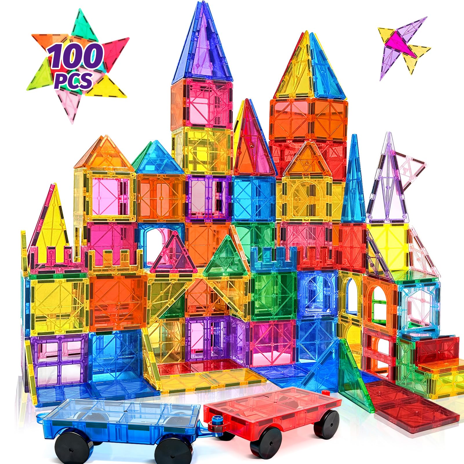 Amazon.com: 100PCS Magnetic Tiles Blocks for Kids Ages 3-5 4-8