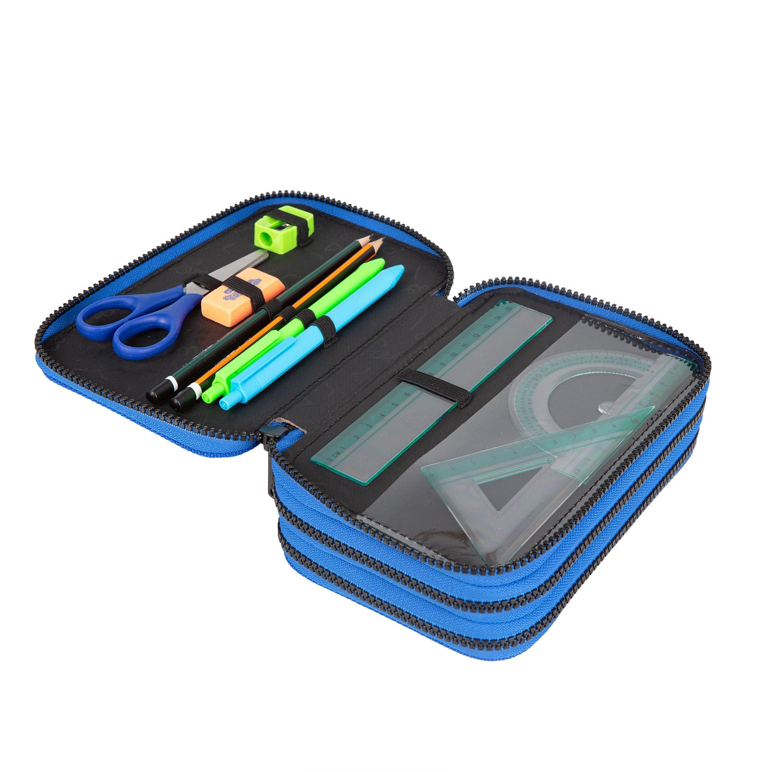 Goldkids Federtasche 3-fache Federmappe Colorino NASA Federmäppchen 46-teilig gefüllte Schüleretui Stifte und Pinsel inkl. Aufgabenheft Federbox Etui Stiftetasche Schlamper-Etui Schul-Etui